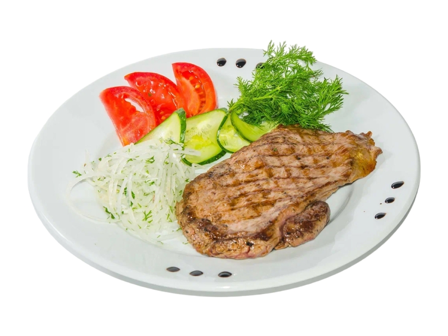 Стейк говяжий с овощами